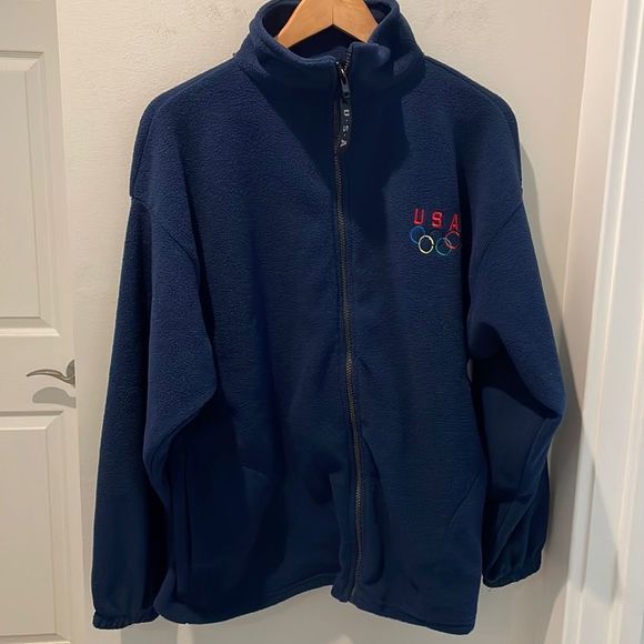 USA Olympic Other - USA Olympic fleece full zip jacket navy blue size Large